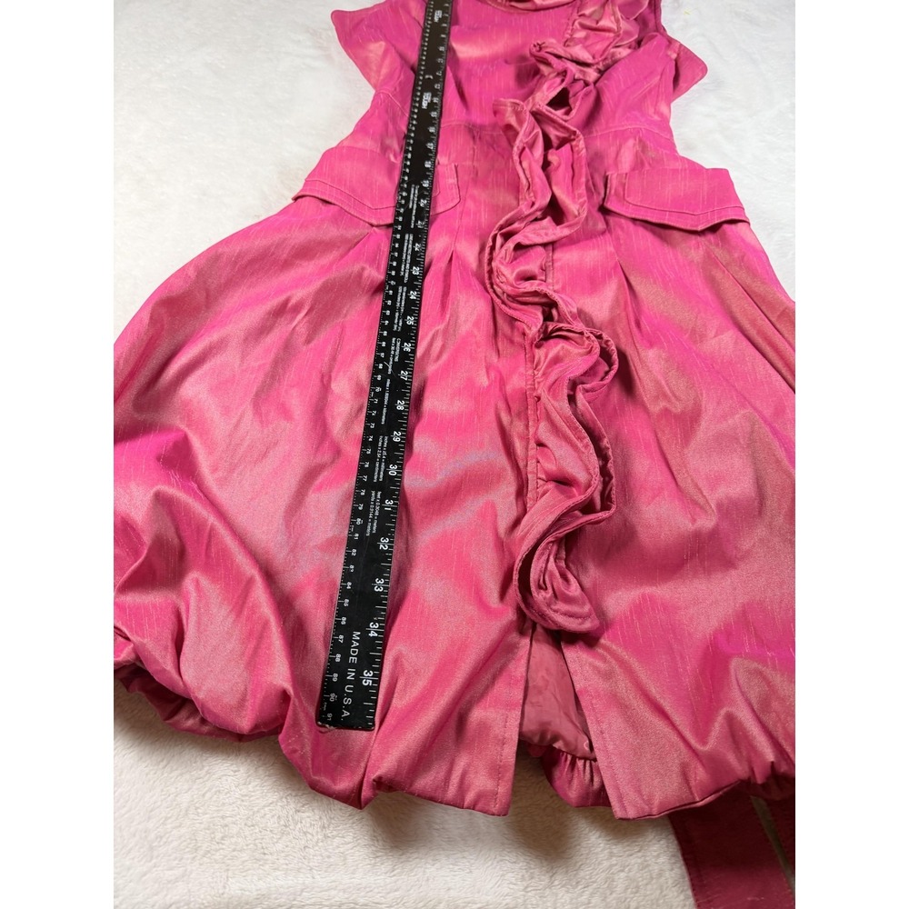 Samuel Dong Dress Womens S Pink Ruffle High Neck Bubble Hem Fit & Flare Party - Picture 14 of 14